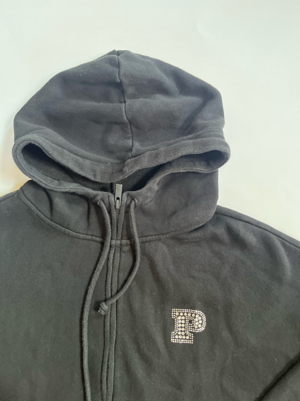 Rare Vintage Pink Victoria's Secret Black Rhinestone Bling Y2K 2004 Zip Up - Picture 4 of 7
